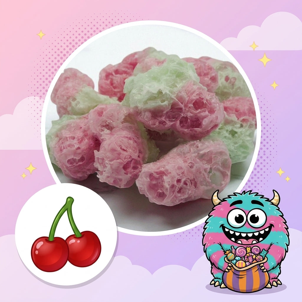Halal Kirsch-Gummies – Gefriergetrocknete Kirsch-Fruchtgummis vorher nachher